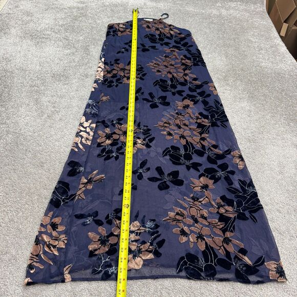 Mod Ref Floral Halter Maxi Tank Dress Womens Small Navy Velvet Burnout Bohemian - Picture 7 of 14